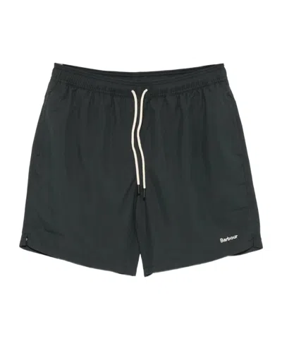 Barbour Staple Drawstring Logo-embroidered Swim Shorts In Green