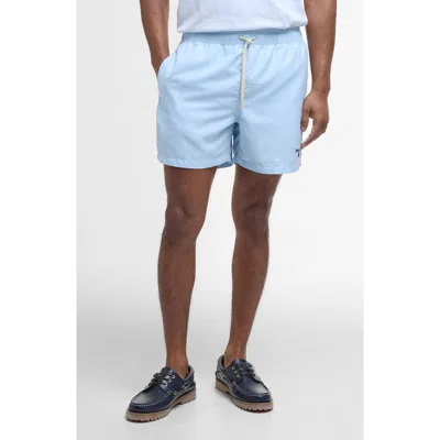 Barbour Staple Logo Embroidered Swim Trunks In Blue
