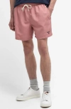 Barbour Staple Logo Mens 5 Swim Shorts In Pink Clay