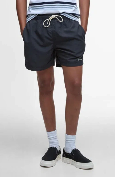 Barbour Staple Logo Swim Trunks In Black