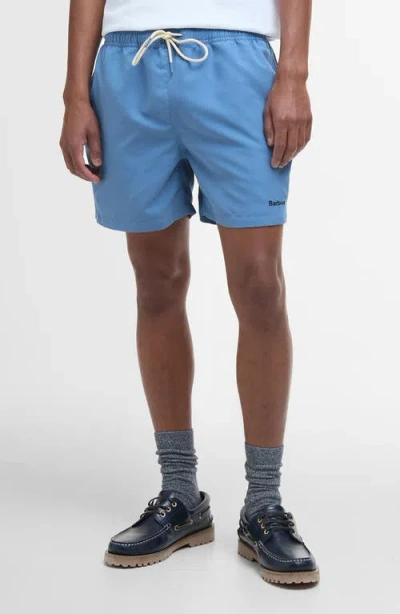 Barbour Staple Logo Swim Trunks In Force Blue