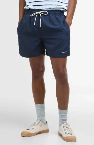 Barbour Staple Logo Swim Trunks In Navy Blue
