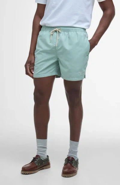 Barbour Staple Logo Swim Trunks In Pale Apple Green