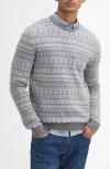 Barbour Stonebeck Fair Isle Wool Sweater In Grey Marl