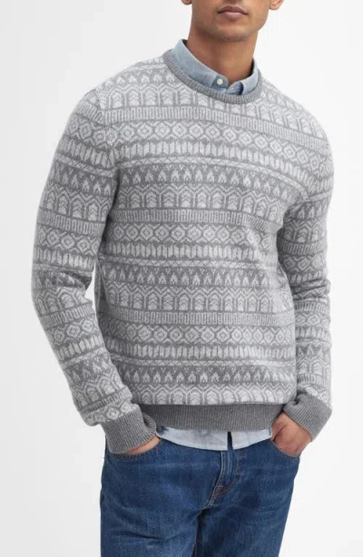 Barbour Stonebeck Fair Isle Wool Sweater In Grey Marl