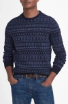 Barbour Stonebeck Fair Isle Wool Sweater In Navy