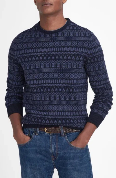 Barbour Stonebeck Fair Isle Wool Sweater In Navy