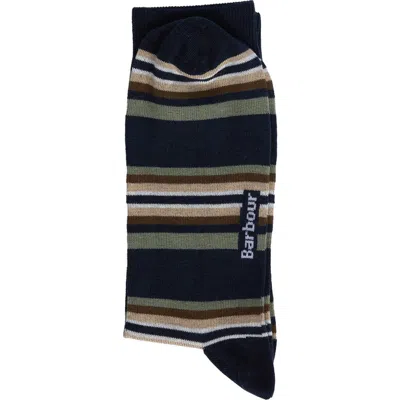 Barbour Stripe Cotton Blend Dress Socks In Multi