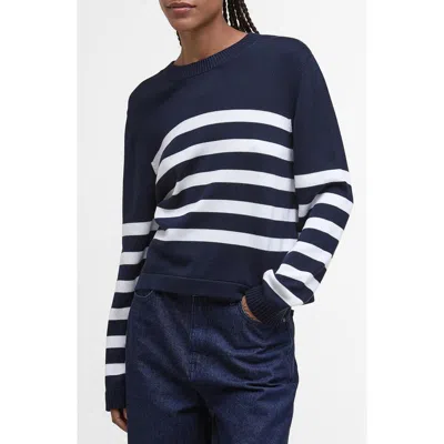 Barbour Stripe Cotton Blend Sweater In Blue