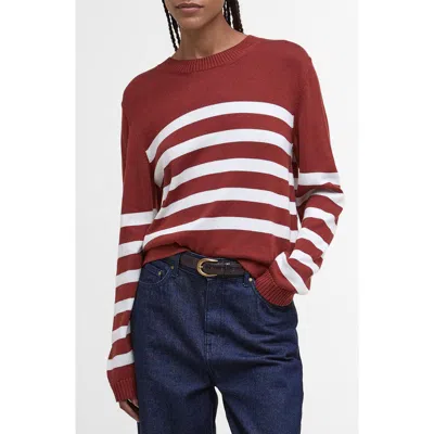 Barbour Stripe Cotton Blend Sweater In Red