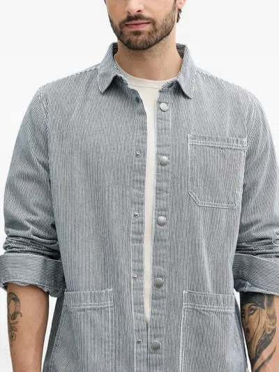 Barbour Stripe-detail Work Shirt In Blue