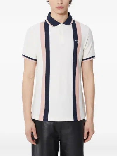 Barbour Striped Cotton Polo Shirt In White