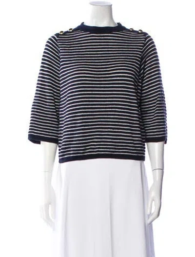 Pre-owned Barbour Striped Crew Neck Sweater In Blue