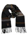 Barbour Striped Fringed Scarf In Black