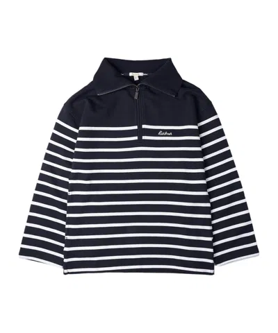 Barbour Striped Half-zip Sweater In Black