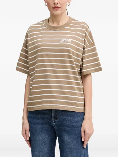 Barbour Striped Logo T-shirt In Brown