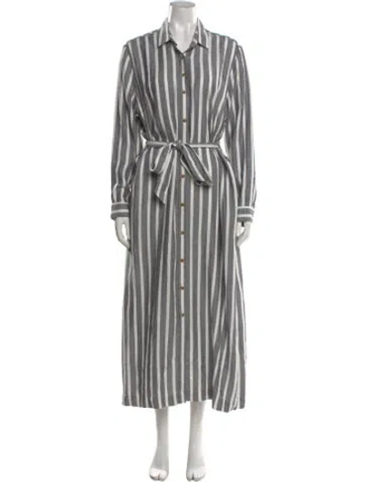 Pre-owned Barbour Striped Long Dress In Gray