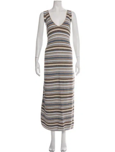 Pre-owned Barbour Striped Long Dress W/ Tags In Multicolor