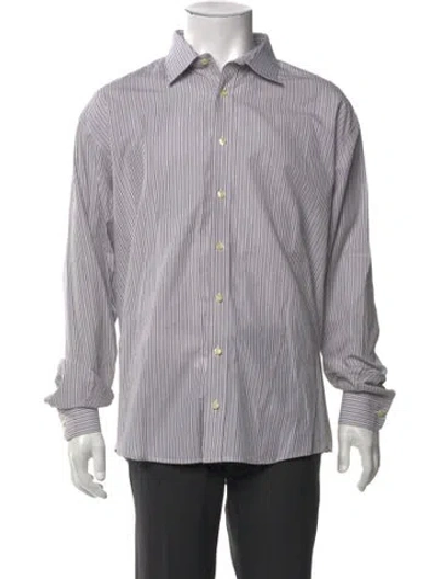 Pre-owned Barbour Striped Long Sleeve Shirt In Gray