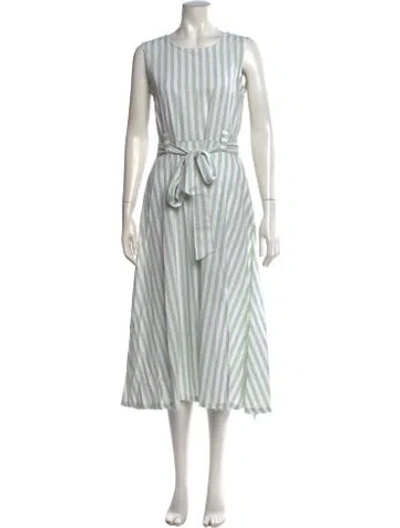 Pre-owned Barbour Striped Midi Length Dress W/ Tags In Green