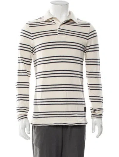Pre-owned Barbour Striped Mock Neck Polo Sweater In Neutral