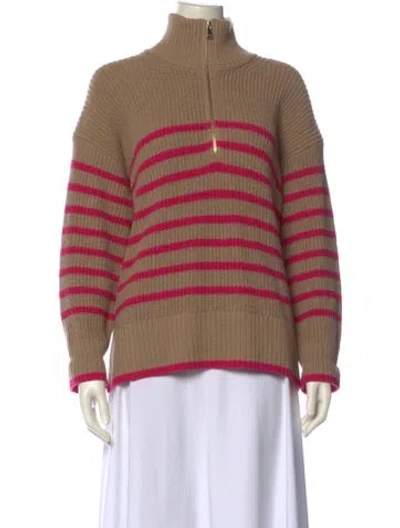 Pre-owned Barbour Striped Mock Neck Sweater In Neutral