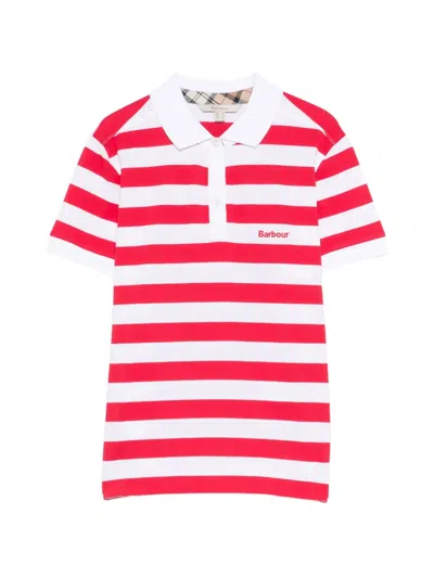 Barbour Striped Polo Top In Red