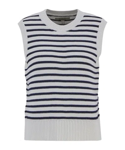 Barbour Striped Sleeveless Sweater In Black