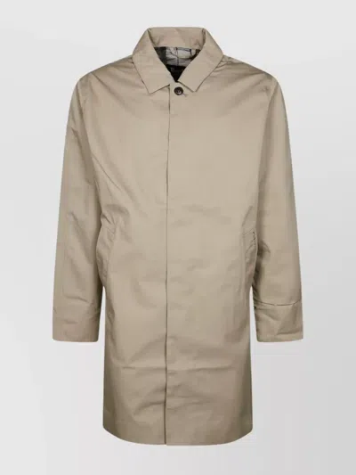 Barbour Structured Coat With Long Sleeves And Side Pockets In Grey