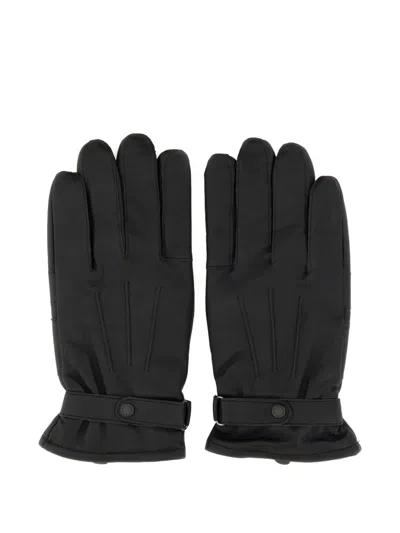 Barbour Stud-detail Leather Gloves In Black
