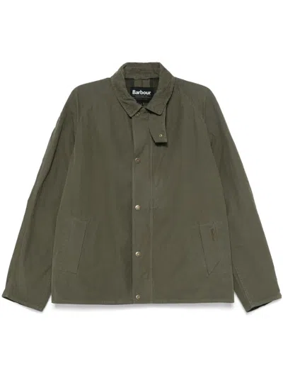 Barbour Stylish Front Press-stud And Zip Fastening Coat For Men - P26 In Green