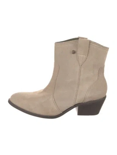 Pre-owned Barbour Suede Western Boots In Neutrals