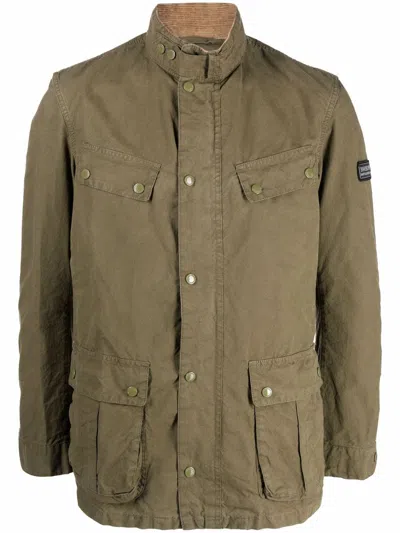 Barbour Logo-patch Sleeve Jacket In Green