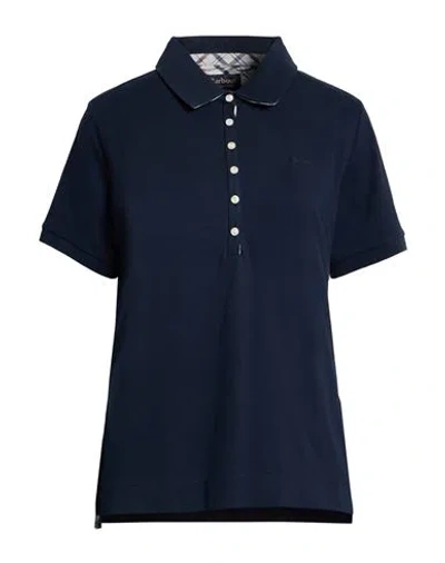 Barbour Summer Tartan Woman Polo Shirt Midnight Blue Size 12 Cotton, Elastane