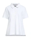 Barbour Summer Tartan Woman Polo Shirt White Size 12 Cotton, Elastane In White