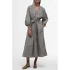 Barbour Suri Gingham Cotton & Linen Midi Dress In Dark Navy Light Sand