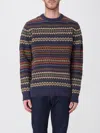 Barbour Graphic Print Crew Neck Wool Sweater In Blue