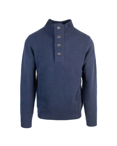 Barbour Patched Half Zip Polo Sweater In Blue