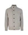 Barbour Fine Knit Wool Zip-through Sweater With High Neck And Button Closure In Brown