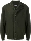 Barbour Seaweed Green Button-front Knit Sweater With Ribbed Detailing In Green