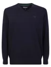 Barbour V-neck Knit Jumper In Blue