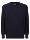 Barbour V-neck Knit Jumper In Blue