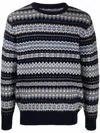 Barbour Patterned Intarsia-knit Jumper In Blue