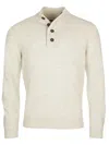 Barbour High-neck Half Buttoned Knit Jumper In Sand