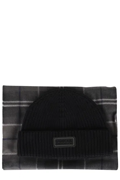 Barbour Sweeper Beanie And Scarf In Black