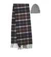 Barbour Swinton Beanie And Galingale Scarf Gift Set In Brown