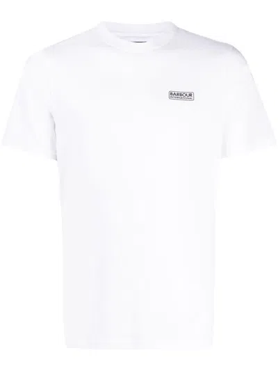 Barbour White Logo Print Crew Neck T-shirt