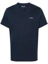 Barbour Logo-embroidered Cotton T-shirt In Blu