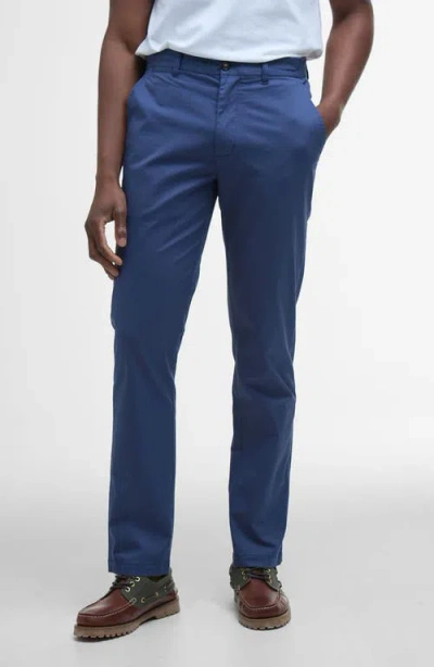Barbour Tailored Fit Flat Front Stretch Cotton Chinos In Oceana