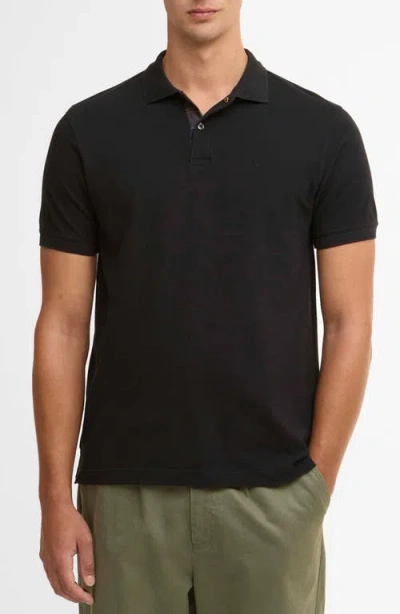 Barbour Tailored Fit Pima Cotton Polo In Black